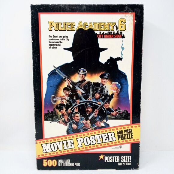 NEW Vintage POLICE ACADEMY 6 Milton Bradley 500 PiecesMovie Poster Puzzle 1989